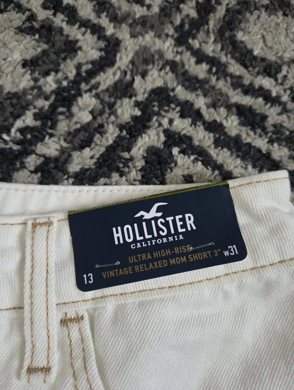 Cream Distressed Denim Shorts